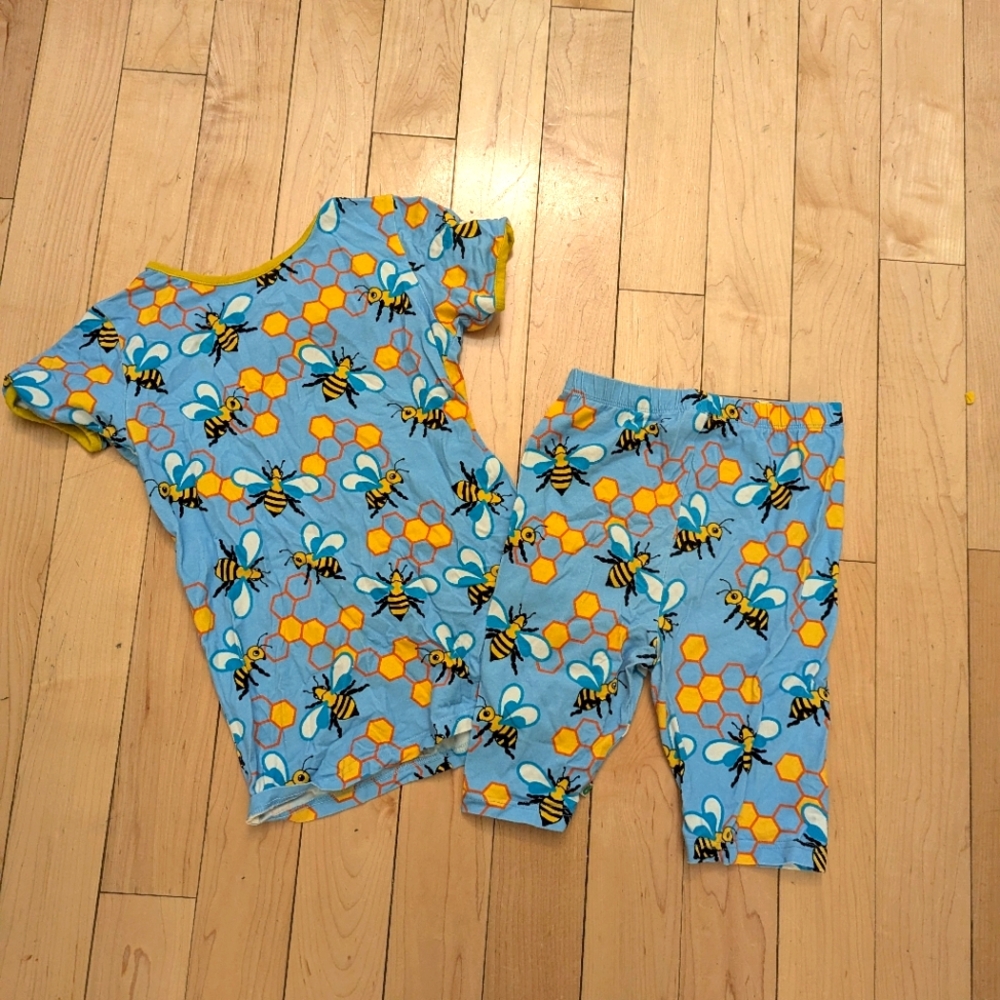 Kids Blue Bee Print organic cotton Pajamas